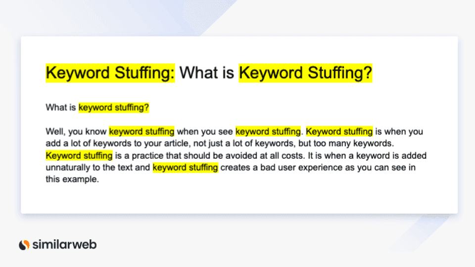 Keyword stuffing in SEO