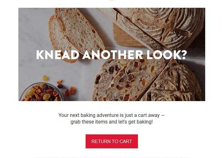 Cart abandonment email - King Arthur Baking